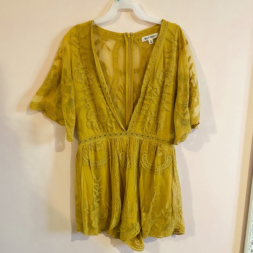 Yellow lace romper